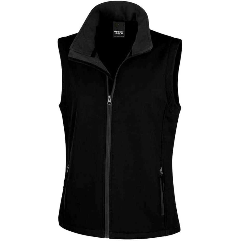 Result Womens/Ladies Core Printable Soft Shell Bodywarmer / Black/Black
